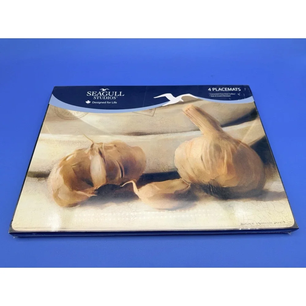 Seagull Studios Bruce Hamilton Dorn Garlic Placemats Set 4 NOS Sealed 16